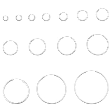 3mm Thickness Continuous Hoop Earrings Round 925 Sterling Silver (14mm-80mm)